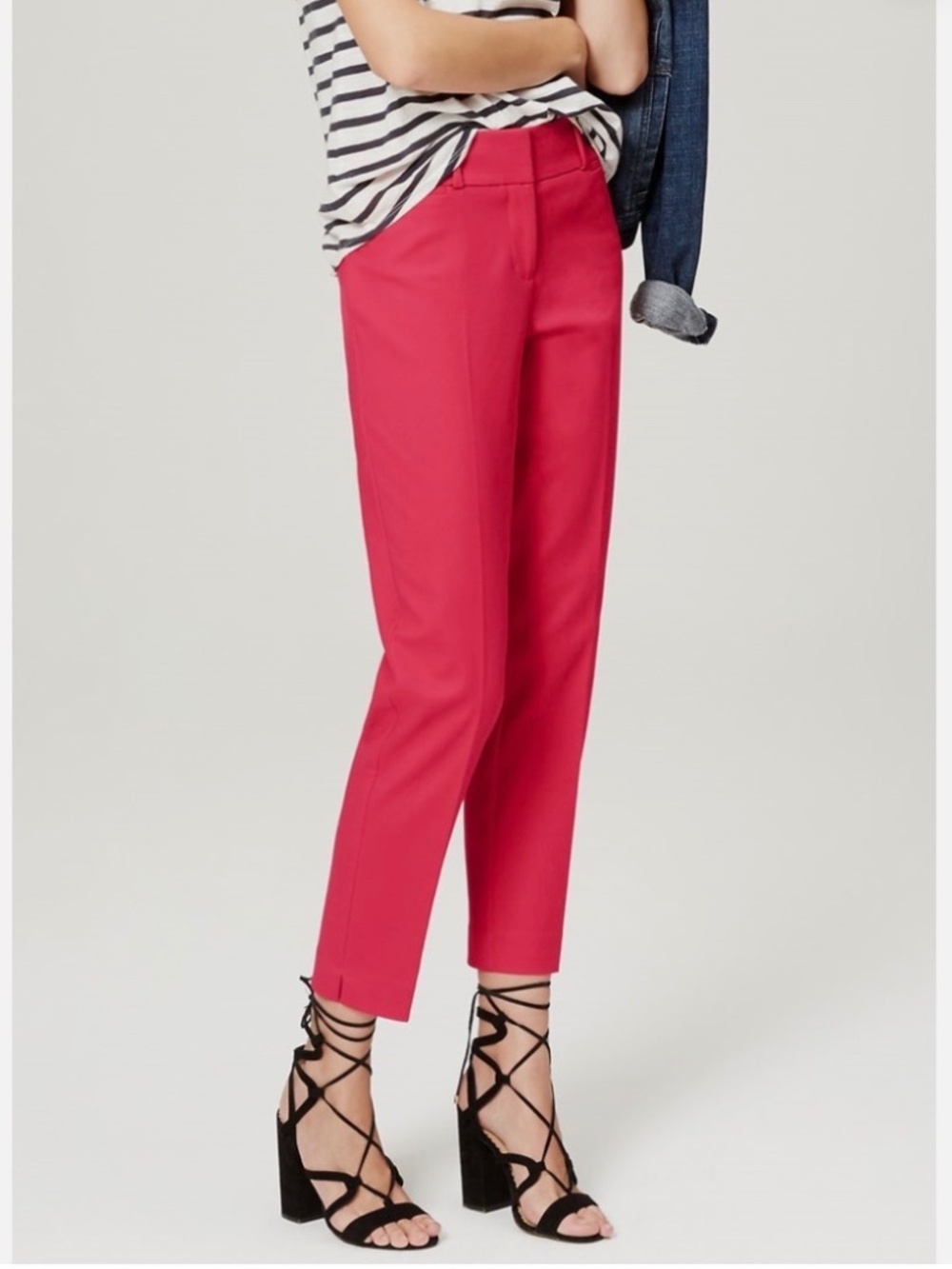 Ann Taylor LOFT Doubleweave Riviera Cropped Julie Fit Pant Size 0 Red